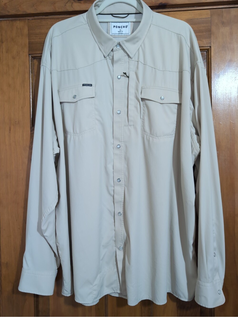 Poncho Shirt Men 3XL Reg. Fit Long Sleeve Beige Light Fishing Outdoor(1514)D